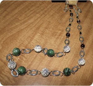 green and silver necklace