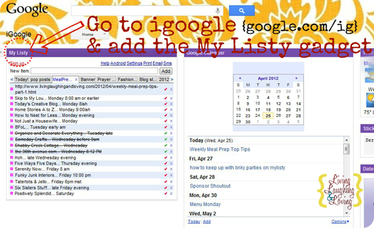 my listy on igoogle