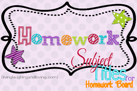 Subject Titles for Homework Labels