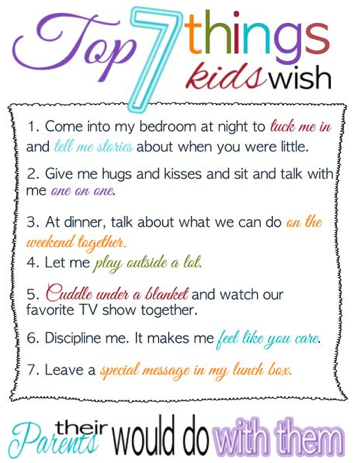 Top Seven Things Kids Wish their Parents Would do with Them