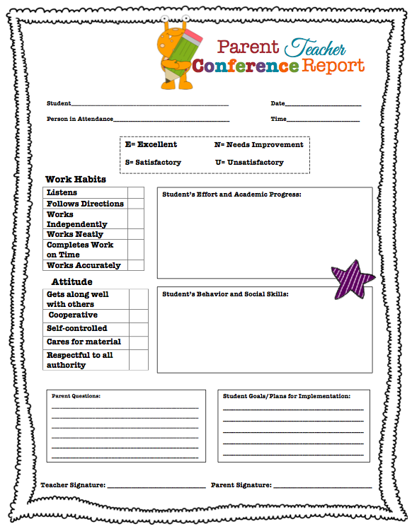 Parent Teacher Conference Form