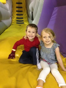 Davis and Emerald at Monkey Joes for his birthday