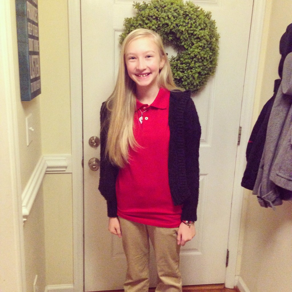 Haylees first day of 6th grade at Northside